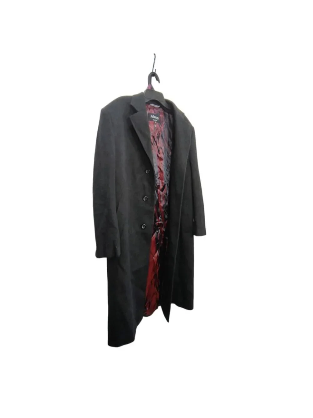 Afazzy New York Mens Size 44 Black Cashmere Blend Overcoat Button Down